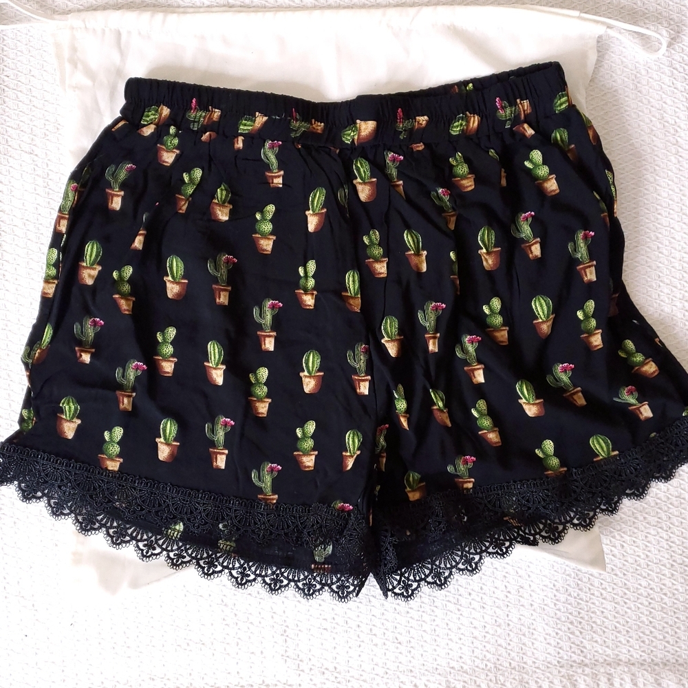 Allegra K Cactus Lace Shorts